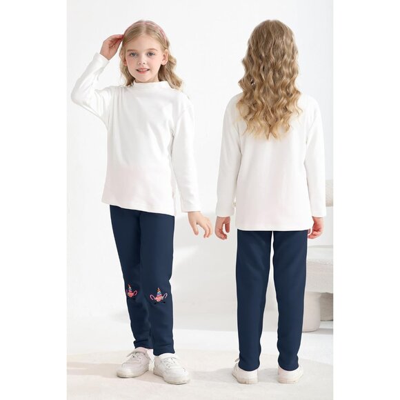 4 Pack Girls Winter Fleece Lined Leggings Girls Thick Warm Leggings Stretchy The - Picture 4 of 7